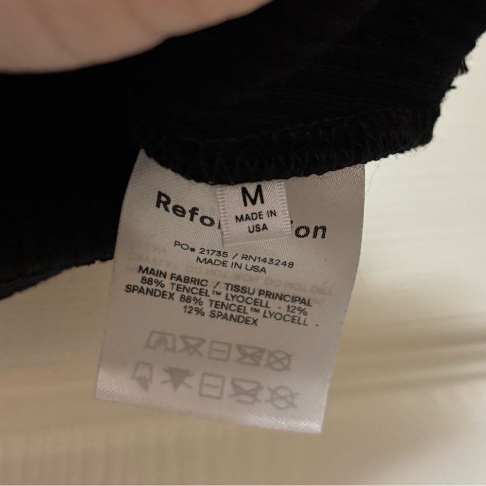 REFORMATION Black Ribbed Square Neck Cropped Top - Picture 6 of 8